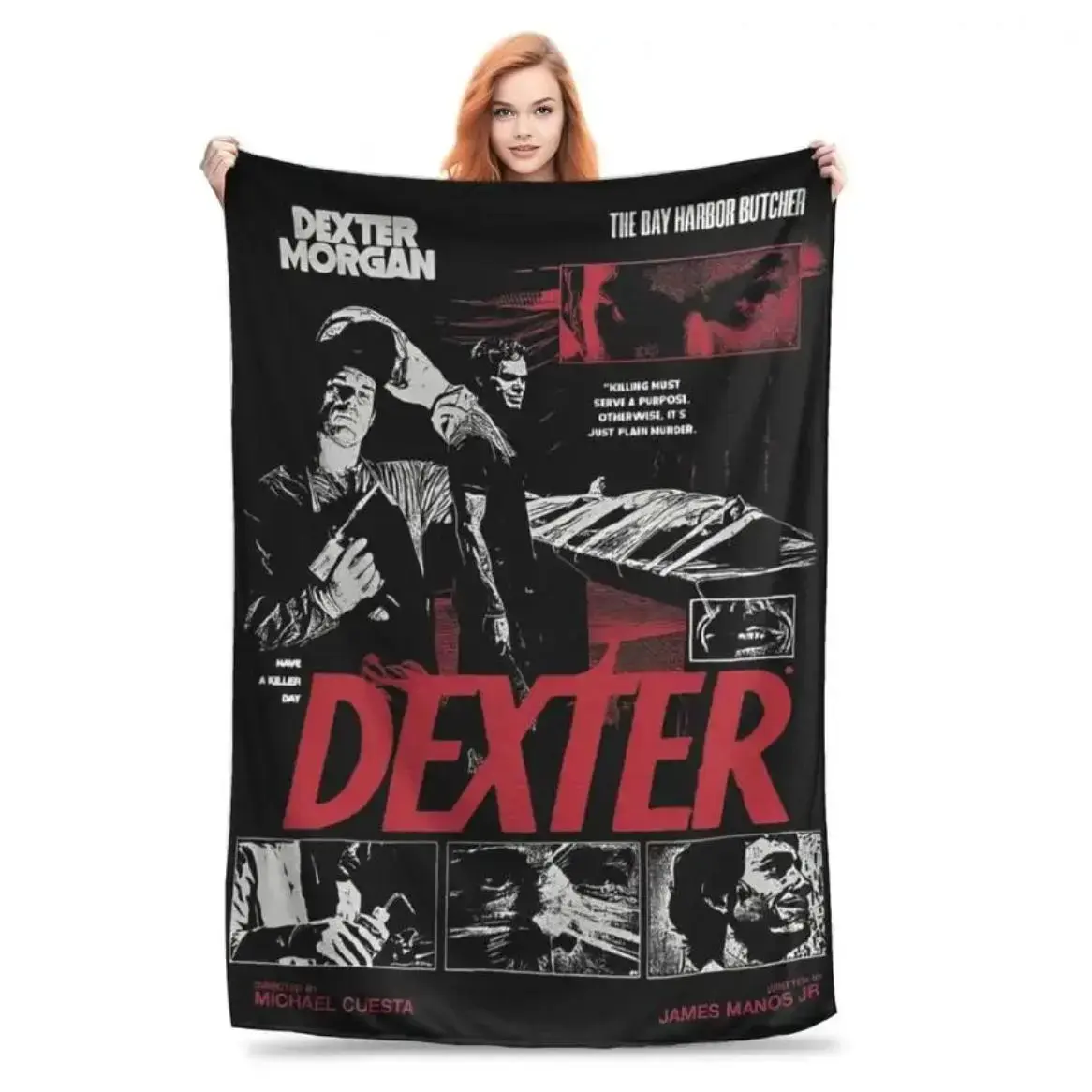 Movie Dexter Morgan Flannel Blanket Soft Plush Warm Throw Blanket Plush Horror Style Perfect For Bed Sofa Office Dorm Travel  Applies to Super soft  decorative sofa/sofa/bedroom