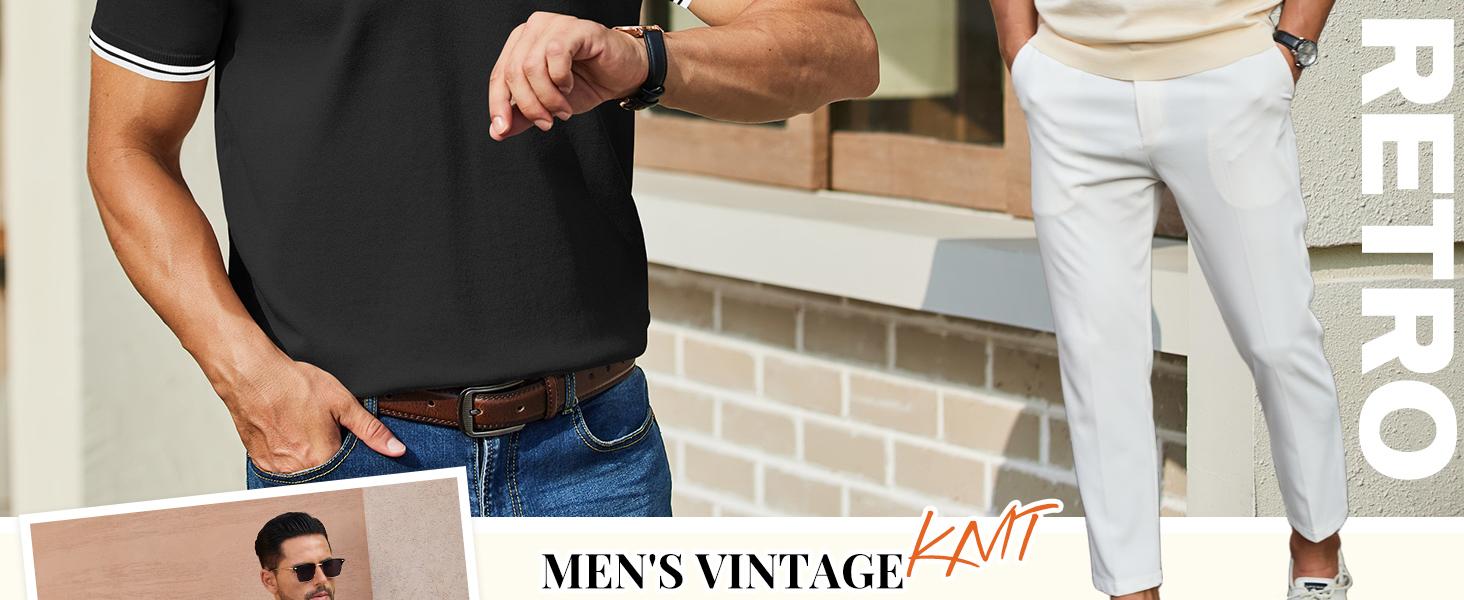 COOFANDY Men's Knit Polo Shirts Casual Short Sleeve Button Down Golf Polo Shirts Vintage Collared T Shirt COOFANDY Men's Knit Polo Shirts Casual Short Sleeve Button Down Golf Polo Shirts Vintage Collared T Shirt