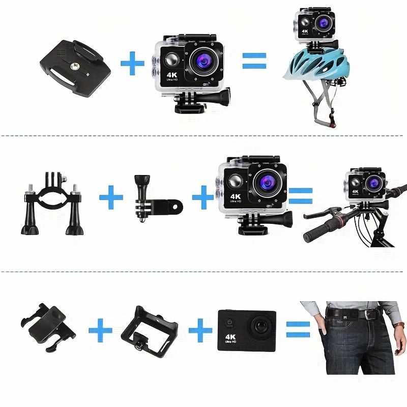 4K Action Camera, with 32G Memory Card, Pre-recording WiFi Camera 170° Remote Control Sports Cameras with Helmet Mount Accessories Kits, for Suitable for Beginners to Take Photos And Record Videos, Christmas, Festival, New Year's Gift