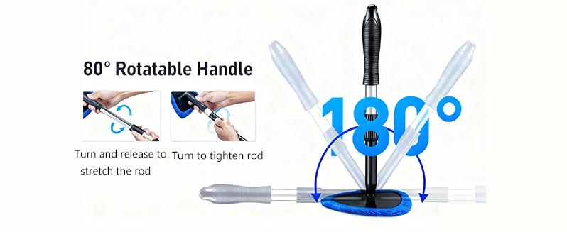 Car Windshield Cleaner Tool, Inside with 3 Reusable and Washable Microfiber Pads and Extendable Handle, Moisture Removal Tool