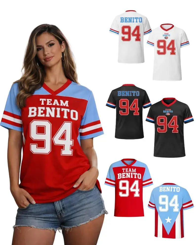 Puerto Football Rico Jersey Boricua Benito 94 2026 Jersey Here For The Benito V-Neck Top,Music Concert Outfit Gift Idea