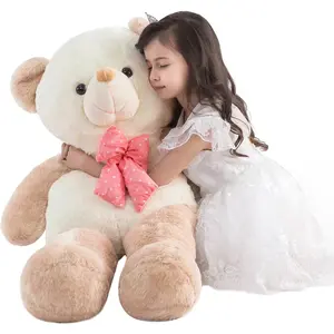 Giant Teddy Bear Plush Toy, Suitable for Girls, 4-Foot Large Teddy Bear Plush Toy, Giant Plush Animal, Large Teddy Bear Plush Toy, Oversized Plush Bear, Suitable for Halloween and Christmas, 47-Inch Apricot