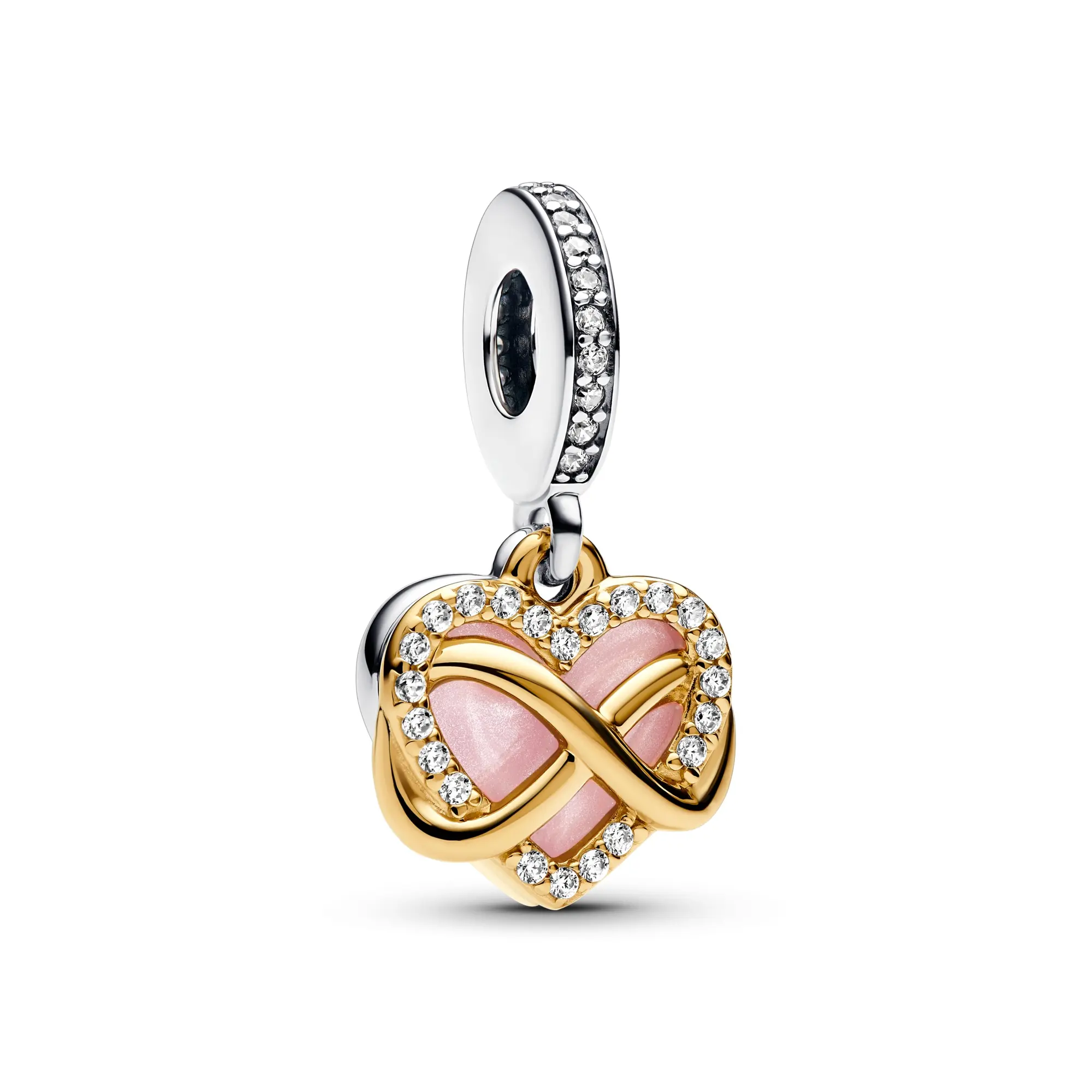 PANDORA Moments Collection Sparkling Infinity Heart Dangle Charm & Pendant - 768878C01, Everyday Wear, Sparkling Charm, Reliable Performance, No Warning Applicable, Charms & Pendants