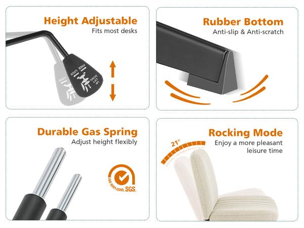 Height Adjustable Criss Cross Chair - Armless Desk Chair No Wheels Cross Legged Office Chair Wide Swivel Home Office Desk Chairs