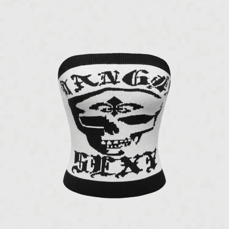 grunge punk skeleton knit tube top grunge punk skeleton knit tube top