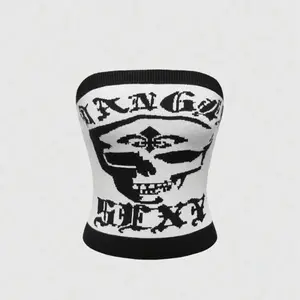 grunge punk skeleton knit tube top