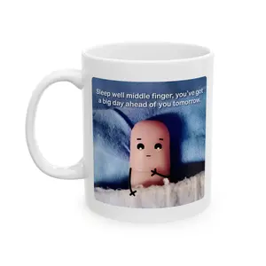 Middle Finger Quote Mug Cup - Ceramic Coffee Tea Cup, Hilarious Coffee Cup Gift for Mom, Dad, Coworker or Friend, Office Mug, Tea Mug, Funny Gift, Mug for Work, Gift for Desk, Gift for Boss