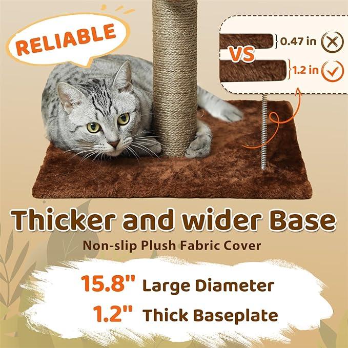 POMESEA Cat Scratching Post, 34'' Tall Scratchers Post for Indoor Cats, Cute Cat Tree Climbing Post for Large Cats and Kittens, Palm Tree