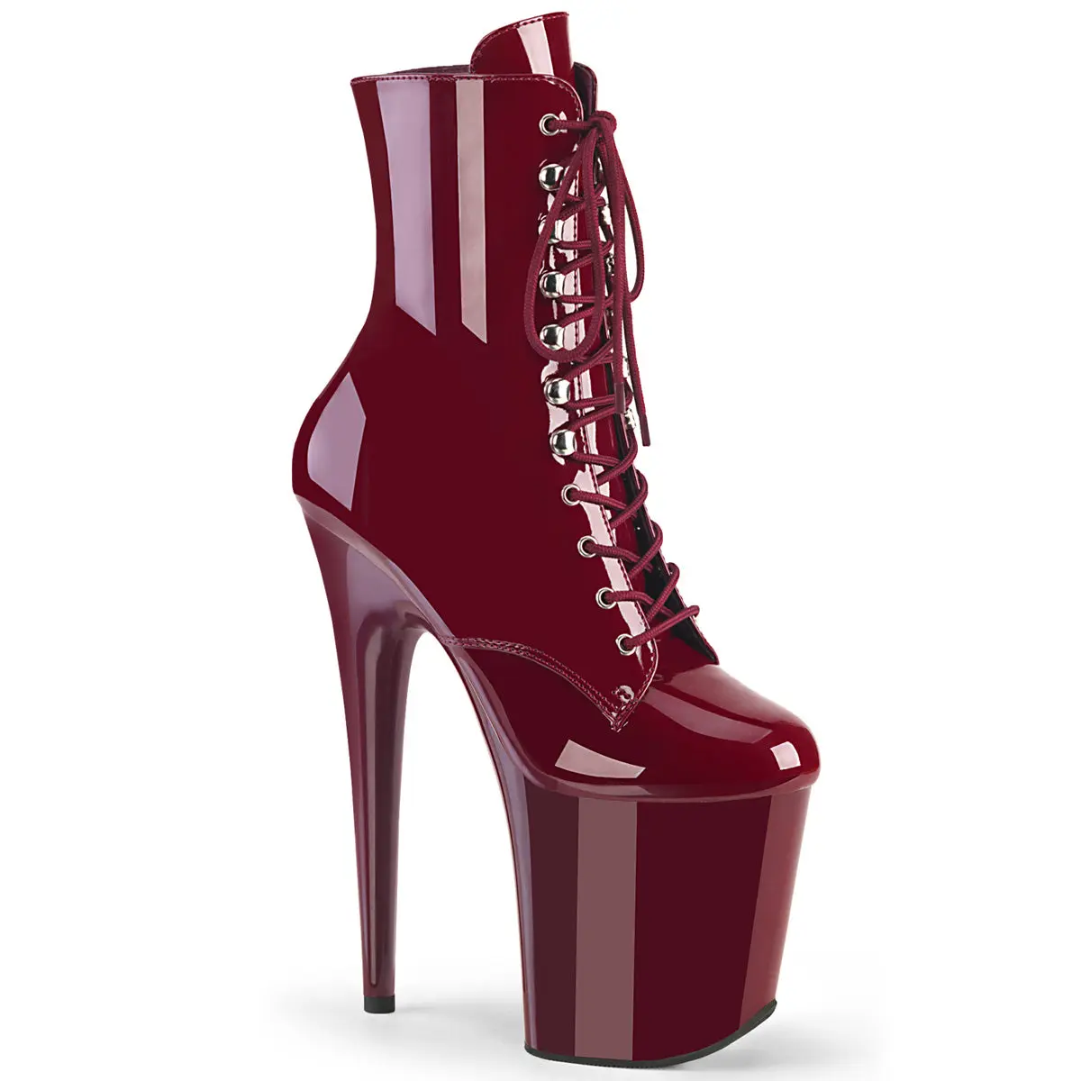 Pleaser Women's Flamingo-1020 Lace-Up Ankle Boot, 8-Inch High Heel Platform Statement Shoes with Side Zip for Dancers