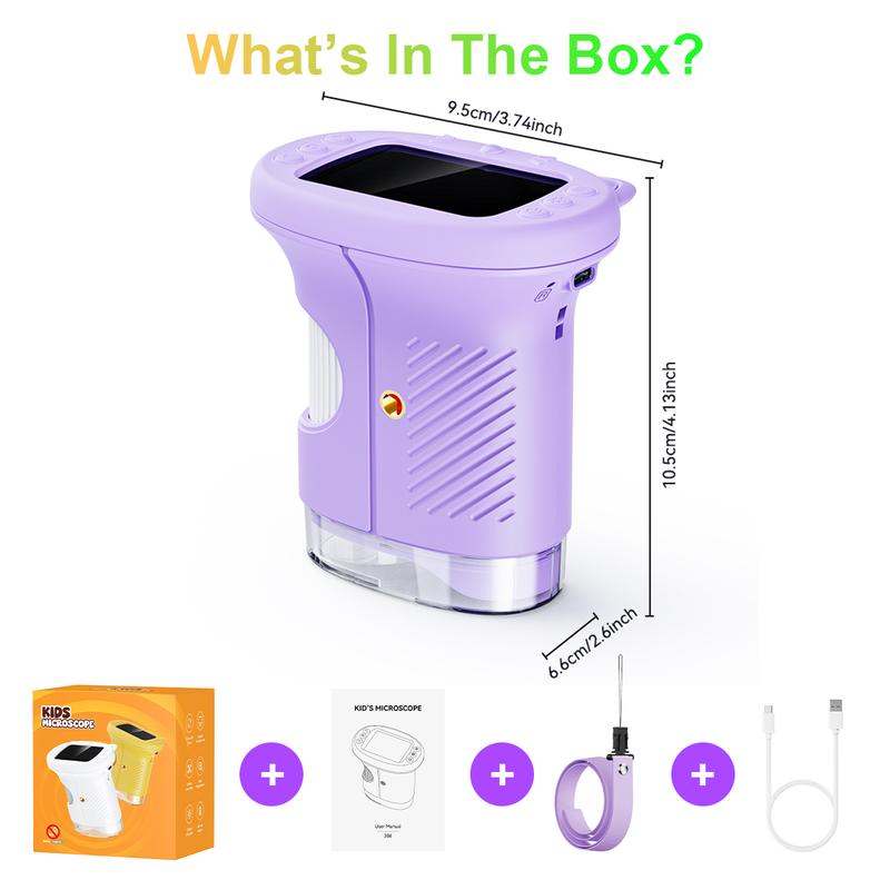 [2026 Upgrade] AuroraHaven Kids Microscope with Built-in Photo & Video Camera, 2.4" 4K Screen – 1000X Microscope and 100m Telescope, STEM Toy & Educational Gift for Boys & Girls Ages 3–12