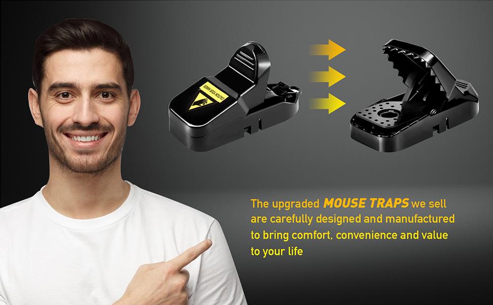 VRXVR Mouse Traps 12-Pack, Indoor Outdoor Use, Reusable ABS Plastic, High Sensitivity Quick Kill, Easy Setup, Safe No Touch Design, Small Mice Catchers for Home