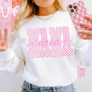 Leopard Nana Png Sweatshirt, Checkered Nana Sweater, Family Crewneck, Gift For Mother Day, Nana Sweater, Gift For Her