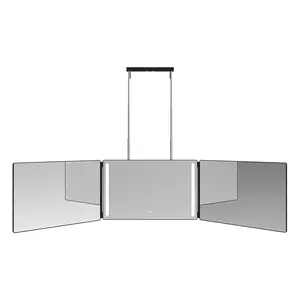 3 Way Haircut LED Mirror 360 View with Light Hand-Free Wall Mounted for DIY Cutting Makeup Home Salon Foldable Portable Mirror for Travel
