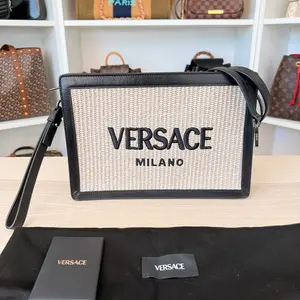 Pre-owned VERSACE Raffia Shoulder Bags Pouch Clutch/Wristlet/Crossbody Bag