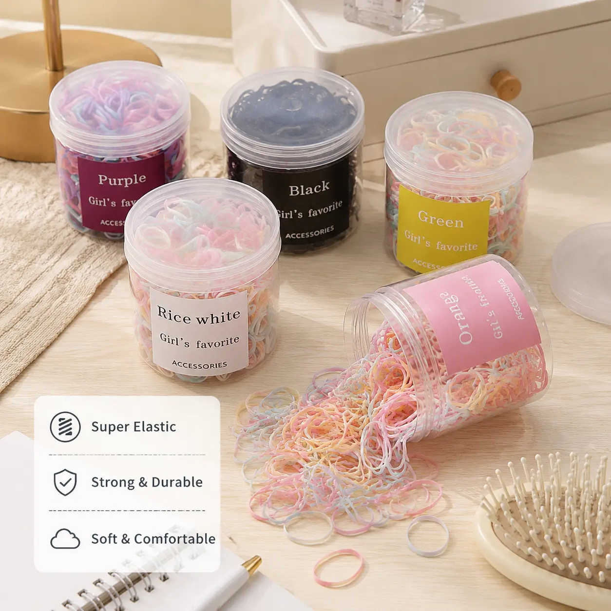 1 Count, TPR Thickened Elastic Hair Rubber Bands, High Resilience Hair Ties for Daily Hairstyle Fixing Women Hair Styling Accessories