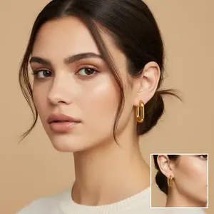 gold rectangular link hoop earrings 'daily cool' aesthetic