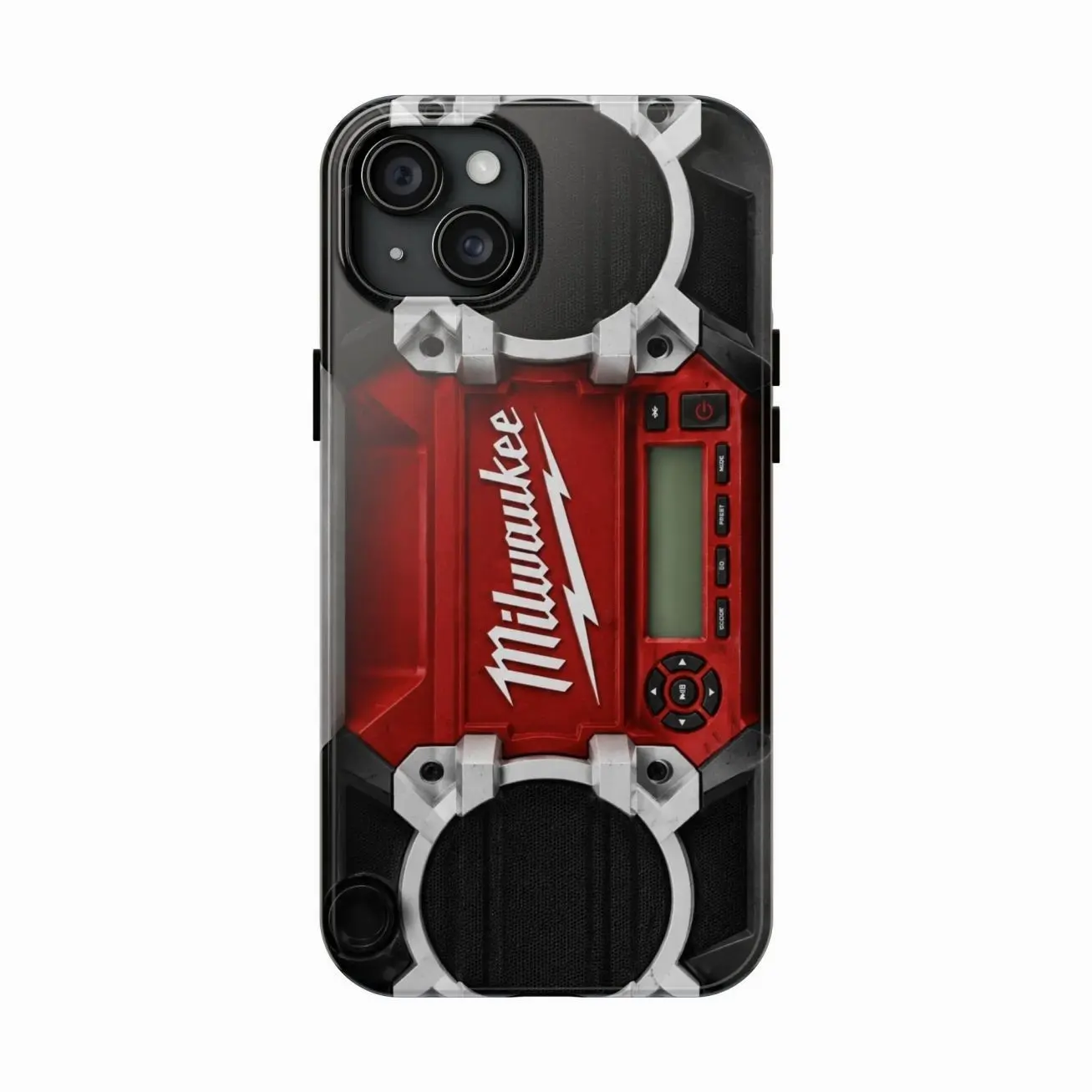 MILWAUKEE JOBSITE RADIO iPhone Case - Heavy-Duty Bluetooth Speaker Tool Phone Cover, Rugged Industrial Red Black Protective Accessory