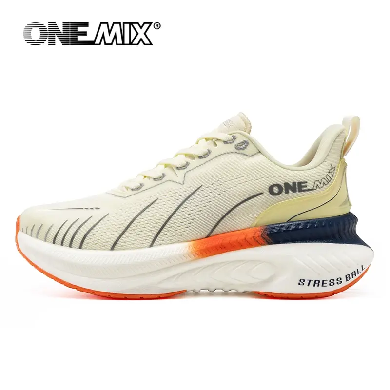 ONEMIX  Men's/Women's Runner Sneakers White Air Cushion Training Shoes Closed-Toe Comfort for Road Running Jogging & Summer Sports With Reflective Feature & ForMotion Technology