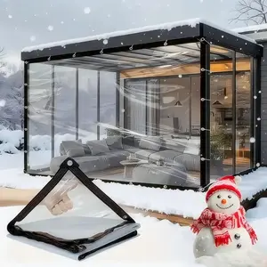 Heavy-Duty Clear PE Waterproof Tarp Transparent Poly Tarpaulin with Reinforced Metal Grommets, UV Resistant Mildew Proof Snowproof for Greenhouse Garden Patio Porch Terrace Car Cover Canopies Outdoor Camping Plant Protection