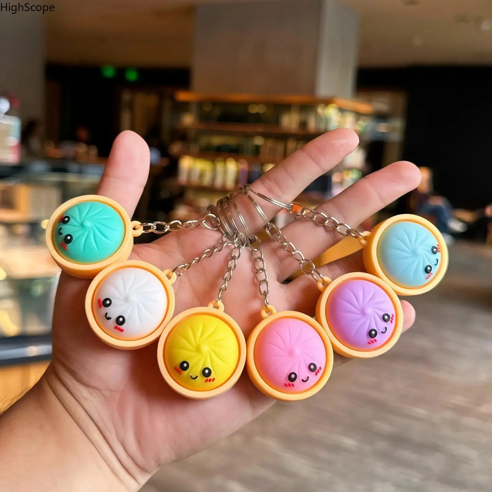 Cute Dumpling Keychain Set of 6, Mini Silicone Food Pendants, Kawaii Bag Charms for Women and Girls, Backpack Accessories, Set Of Six