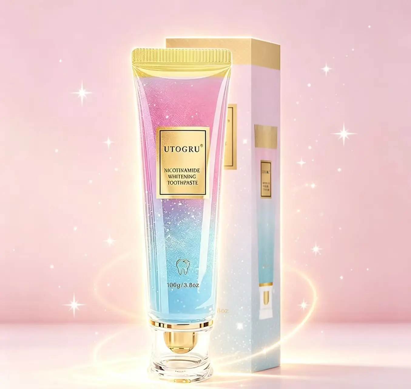 UTOGRU Oral Dental Whitening Toothpaste - New Packaging, Shiny Gradient Niacinamide Formula, Anti-Cavity Single Item for Daily Oral Care Enhancement