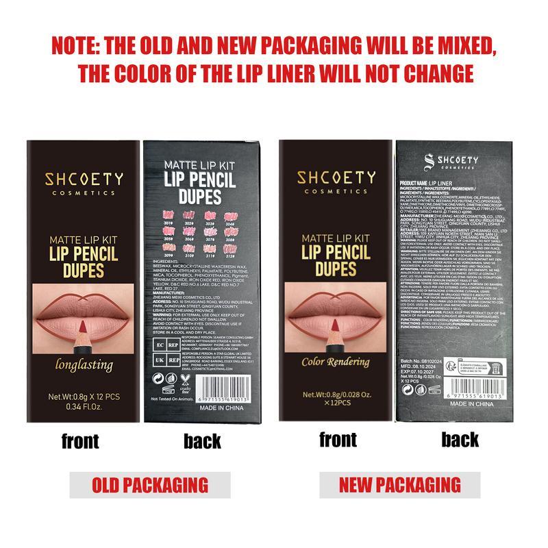 Lip Liner Set Matte Finish All-Day Wear Lip Crayon with Durable Pigment Great Mother's Day Gift for Mom Women Makeup Lovers 12pcs/Box