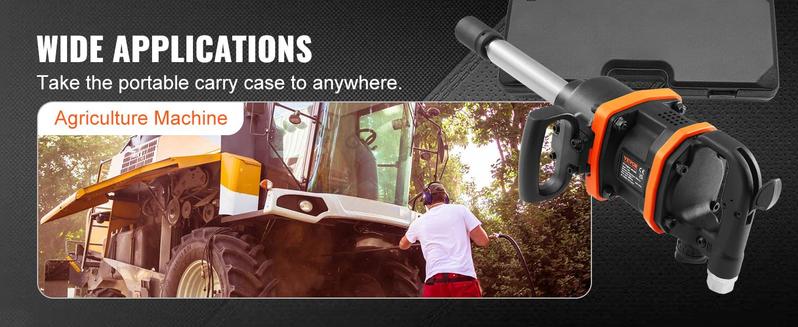 VEVOR professinal 1 Inch Air Impact Wrench, TikTokShopBlackFriday, Up to 3160 ft-lbs High Reverse Torque Output 1" Pneumatic Impact Gun w/ 8 Inch Extended Anvil & Carrying Case for Heavy Duty Repairs and Maintenancetorque  even reaches 3160 ft-lbs