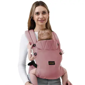 Baby Carrier Newborn to Toddler,Mesh & Head Support for Hands-Free Comfort, Ergonomic & Cozy Wraps with One-Click Buckle,,Pink