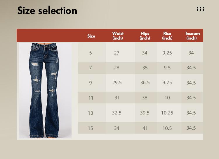 Madison Vogatiques Mid Rise Ripped Flare Jeans with Wide Leg and Bootcut Design Bell Bottom Denim Pants GP3003M Casual Cotton Good Fitting Tall Girl Outfit Distressed Tummy Control BBL