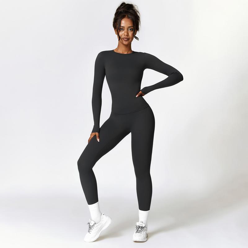 MASKERT Women's Two Piece Set Tight Fit Yoga & Running Outfit Skin Friendly Comfortable Home Casual Wear Thermal Lined Sports