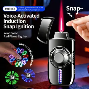 Intelligent voice-controlled decompression rotating flame [uninflated, 4 start modes, USB rechargeable - with relaxation function] suitable for grilling, candle burning, and outdoor use; a perfect gift for men.