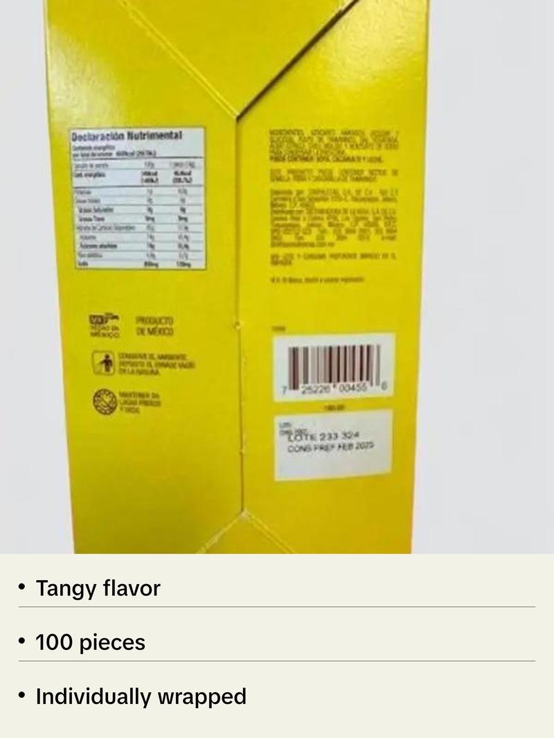 Pulparindo Tamarind Mexican Candy - Box of 100 Pieces (14g Each)