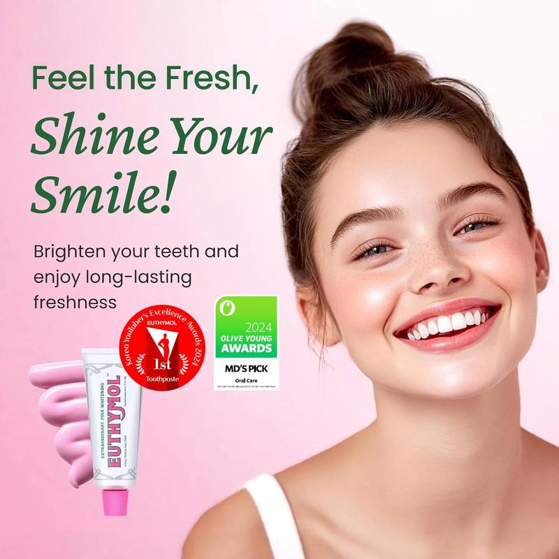 Euthymol Whitening Toothpaste (1 Pack) – Removes Coffee & Tea Stains, Brightens Teeth, 1100ppm Fluoride for Cavity Protection, Korean Oral Care