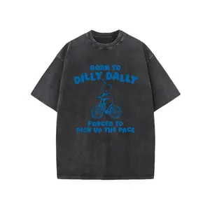 [All Casual Sports T-Shirt] Born To Dilly Dally Men'S Washed T-Shirt, All , Casual Sports Style Top T-Shirt, Trendy And Fashionable Street Style, Suitable For Travel And Sports Wear