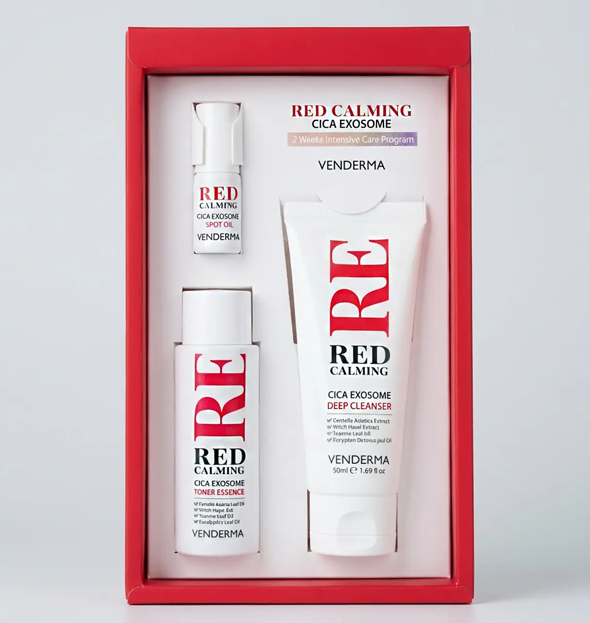 VENDERMA Red Calming Cica Exosome 2 Weeks Intensive Care Program Set – Soothing & Repair Skincare Kit