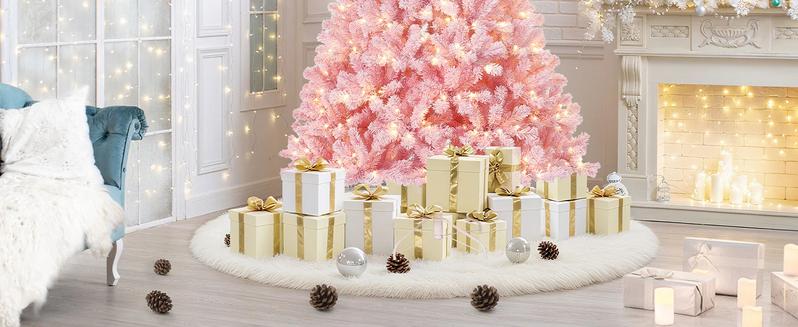 GARVEE 7.5 ft Pre-Lit Pencil Christmas Tree with 300 Warm White Lights, Auto-Hinged Expansion, Foldable Metal Stand, Durable PE & PVC Construction for Porch, Party, Office, and Home Decoration