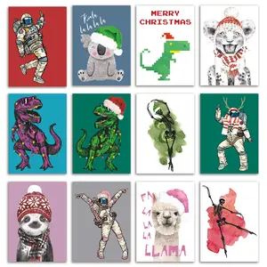 Funky Christmas Greeting Cards, Set of 24