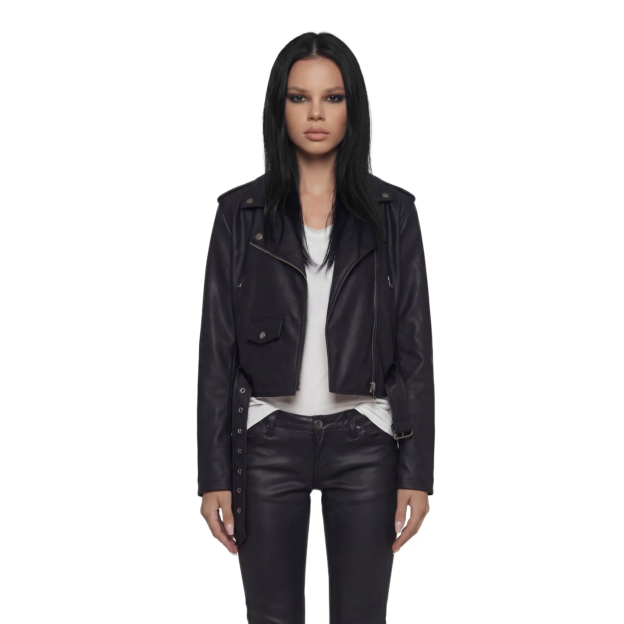 Siren Waxed Leather Moto Jacket