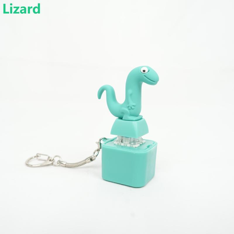 Lizard Sound Button Keychain – Stress Relief Toy, Fun Halloween Gift, Green Design with Keychain Clip