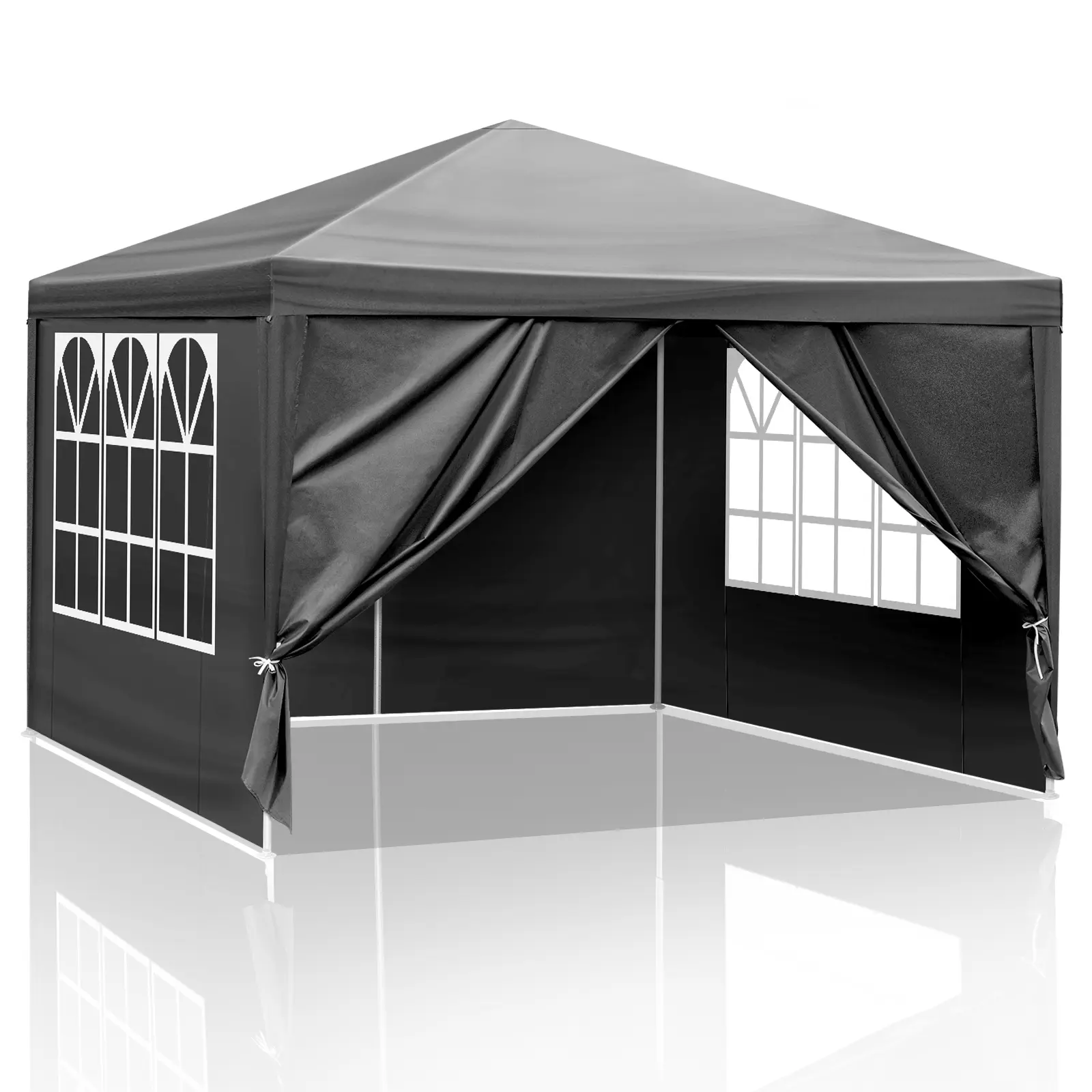 10x10 FT Black Waterproof Party Tent Gazebo, Outdoor Canopy Shelter for Weddings Backyard BBQs Events, Heavy Duty Steel Frame with Stakes