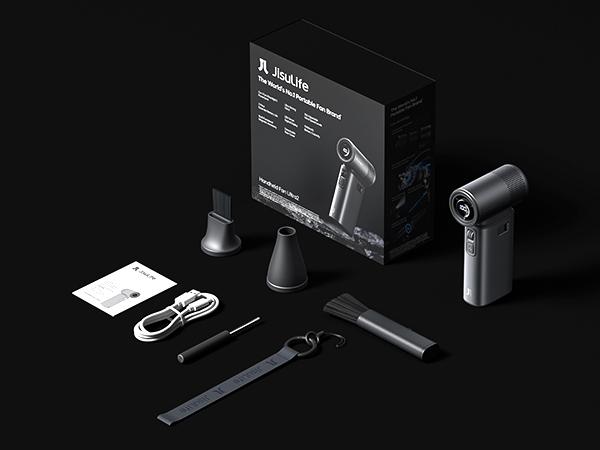 Jisulife Multifunction Portable Handheld Turbo Fan with 9000 mAh Powerbank & Flashlight 100 Adjustable Speeds Mini Personal Fan for Everyday Use