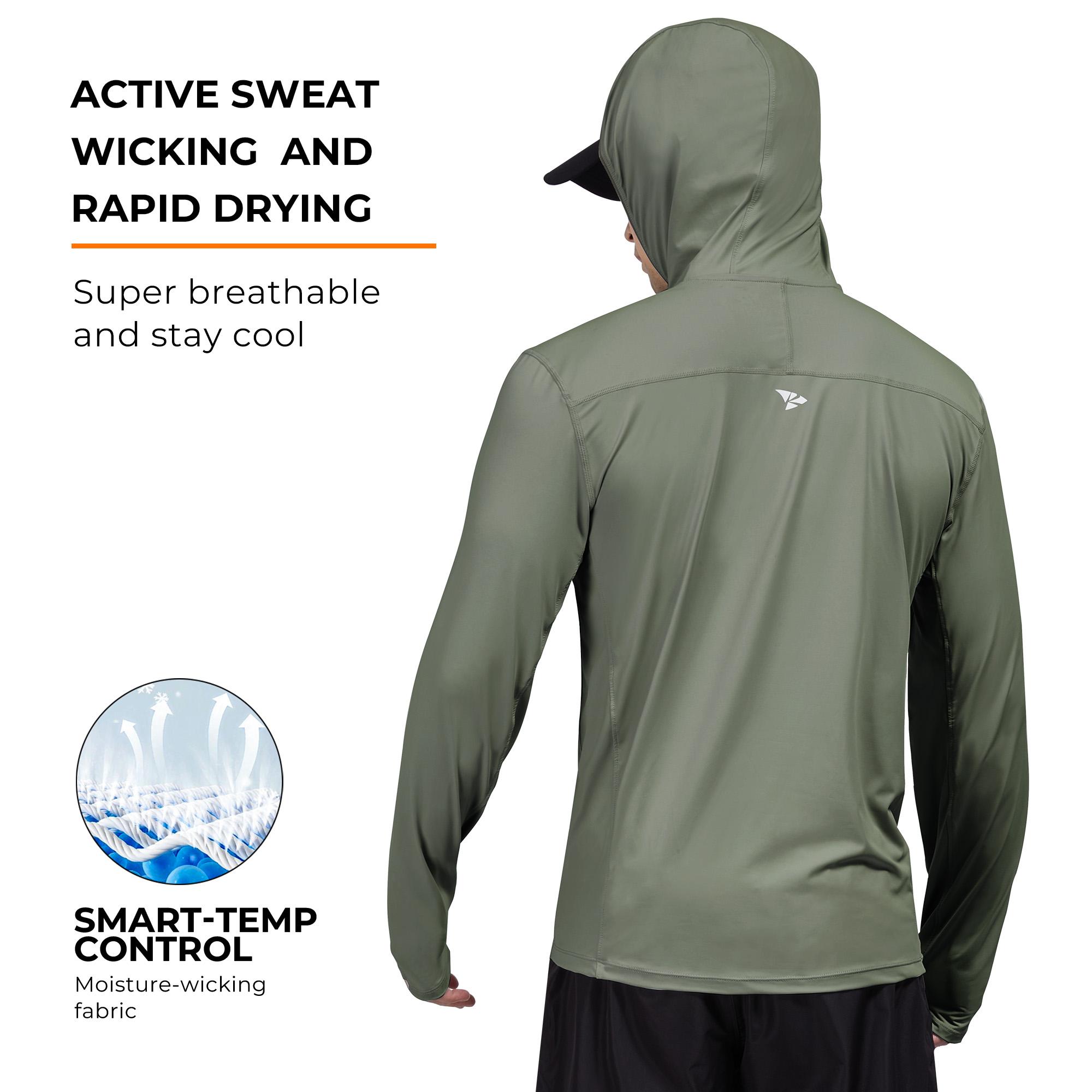 RODEEL 937 Sun Hoodie Shirts Men UPF 50+ UV Protection Long Sleeve Lightweight Quick Dry Moisture Wicking Breathable Cooling Activewear for Outdoor Sport Gym Hiking Camping Fishing Boating Construction Landscaping Gardening, Holiday Gift