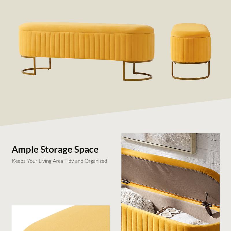 HULALA HOME 50.5" Storage Ottoman Bench Velvet Upholstered with Glossy Metal Base Flip-Top Lid End of Bed Bench for Bedroom & Entryway Classic Design HULALA HOME 50.5" Storage Ottoman Bench Velvet Upholstered with Glossy Metal Base Flip-Top Lid End of Bed Bench for Bedroom & Entryway Classic Design