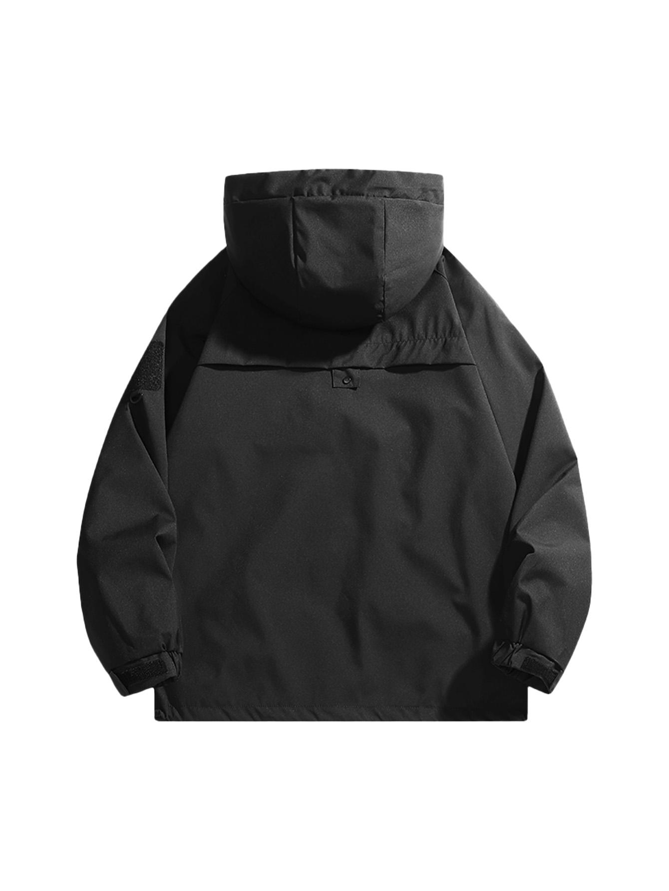 CCCMAI Men's Windbreaker Jacket with Hood Zippered Pockets & Adjustable Drawstrings Regular Fit Spring Fall Outdoor Workwear for Hiking Camping Casual Wear Hiking Gear Functional Design Durable Fabric