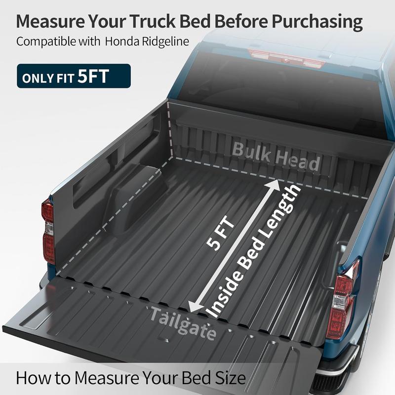 [Fits 2017-2026 Honda Ridgeline] 5 Ft Bed, FRP Hard Tri-fold Truck Tonneau Cover