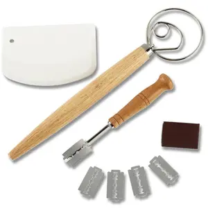 1 Set Bread Making Tools Dough Whisk Danish Dough Whisk Set, Bread Mixer, Bread Scraper Cutter for Sourdough, Bread Lame Dough Scoring Knife Carving Tool with 5pcs Blades