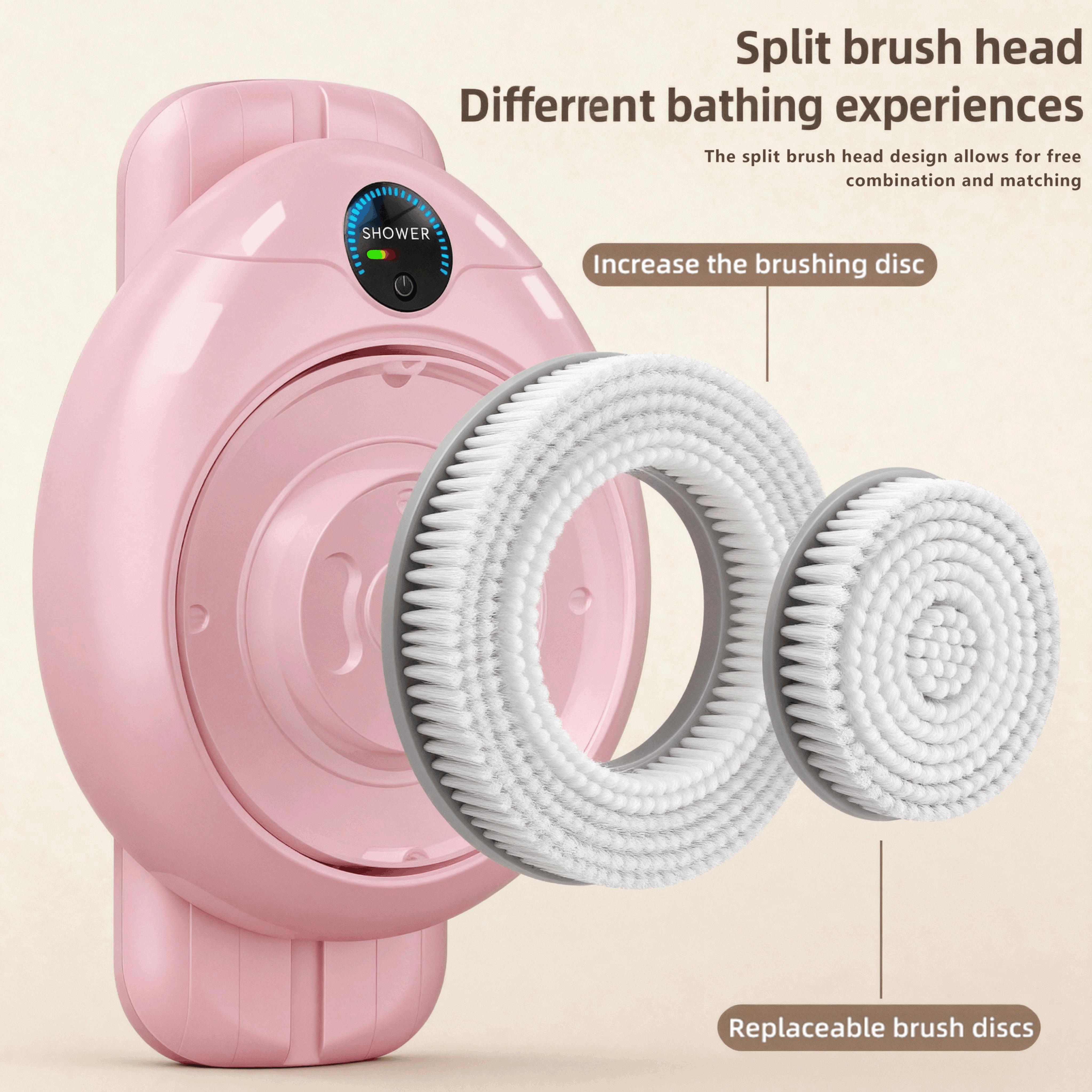 LIVEFULL Smart Wall Mounted Exfoliating Brush,Smart Electric Shower Brush for Body - Wall Mounted Back Scrubber with 3 Speeds & 360° Rotation, Rechargeable Exfoliating Brush with Soft Bristles, Hands-Free Deep Cleansing for Men & Women