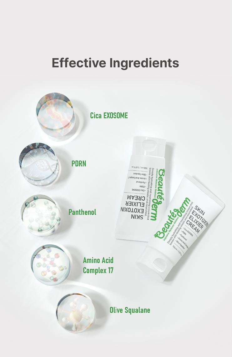 [Beauté Derm]Skin Exotoxin Elixier Cream & Skin Protection Elixer Essence Rich in Panthenol Moisturizing Complexes Ceramides & Amino Acid Complexes for Deep Hydration and Skin Barrier Protection Firm & Lift Serum