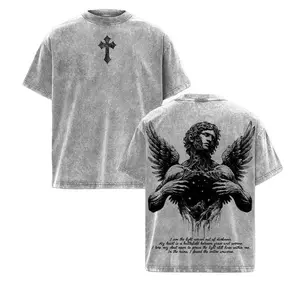 Fallen Angel Vintage Washed T-Shirt | Dark Christian Streetwear | Broken Wings Faith Graphic Tee