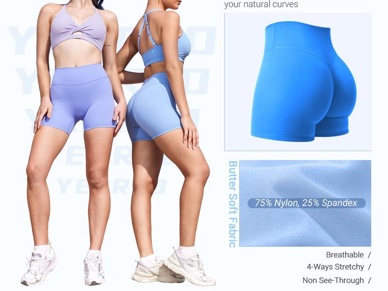 YEOREO Women's Biker Shorts 4.5" Workout Gym Shorts Craze High Waist Tummy Control Hidden Scrunch Running Yoga impact